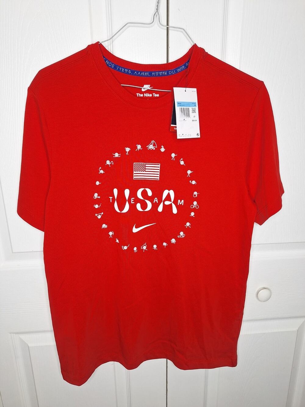 Nike Team USA Olympic Tee Shirt Red Short Sleeve FN0867 614 size Medium Men's